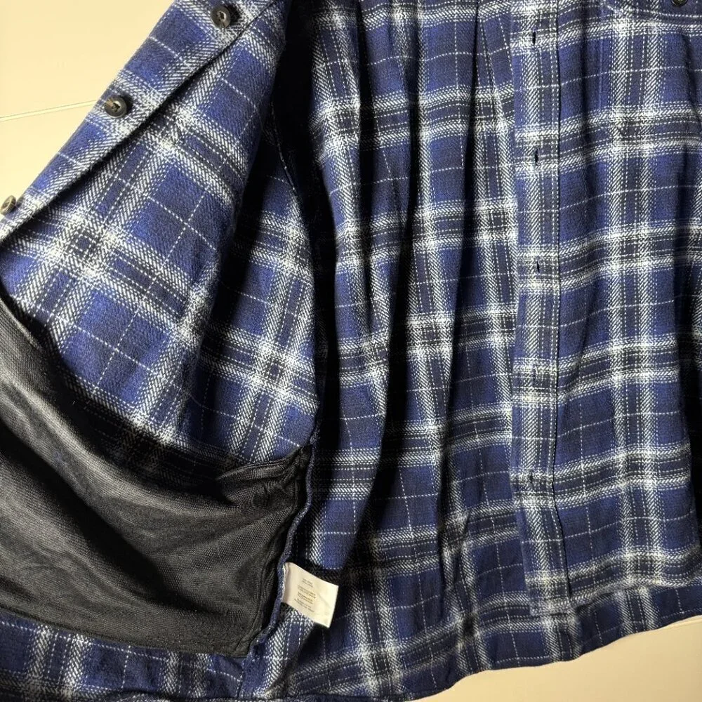 Woolrich Blue Plaid Flannel Cotton Shacket with Pockets Sz XXL